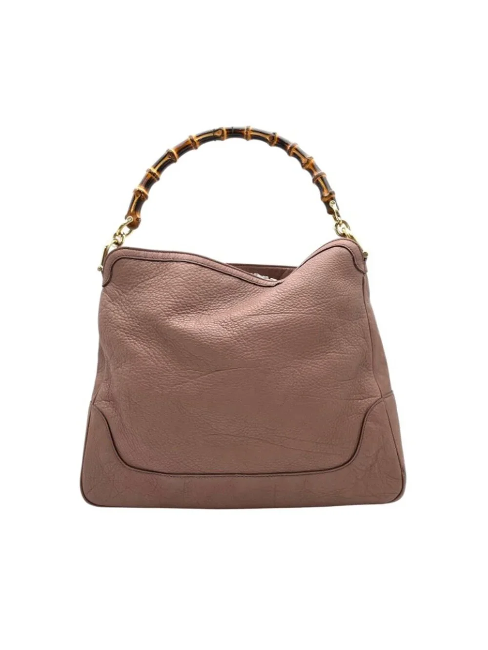 Gucci Bamboo Tote Handle Leather Pink Gold Classic Going Out Everyday Use Daily